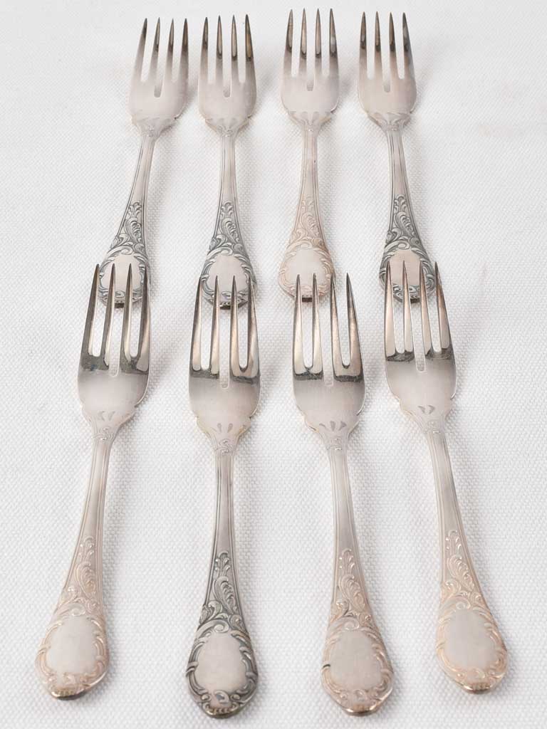 Set of French dessert spoons and forks x 8