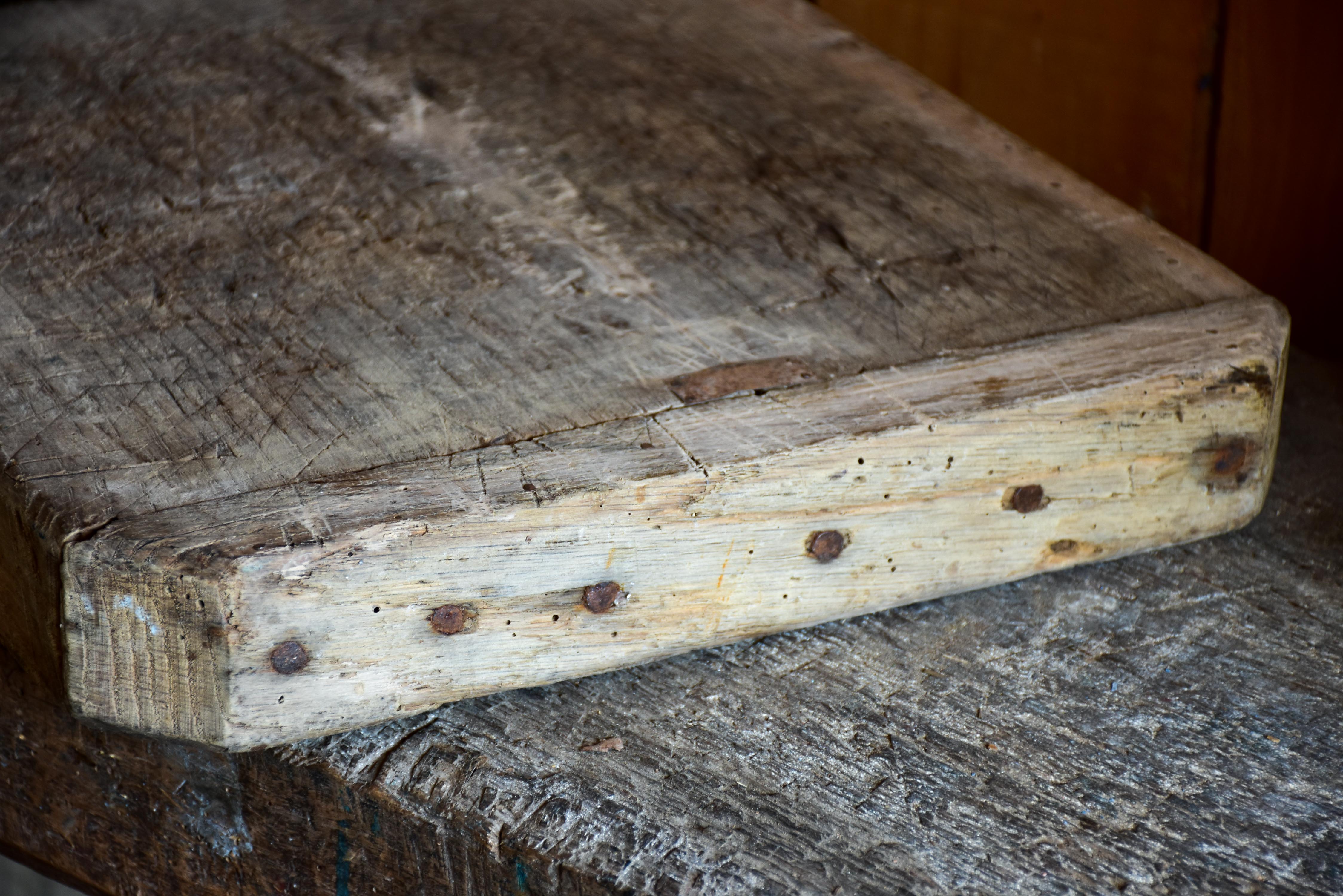 Antique French cutting board with chamfered corners