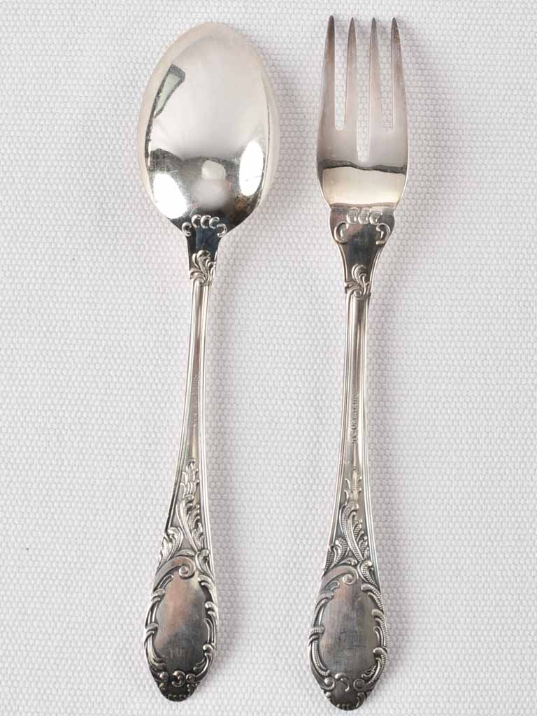 Set of French dessert spoons and forks x 8