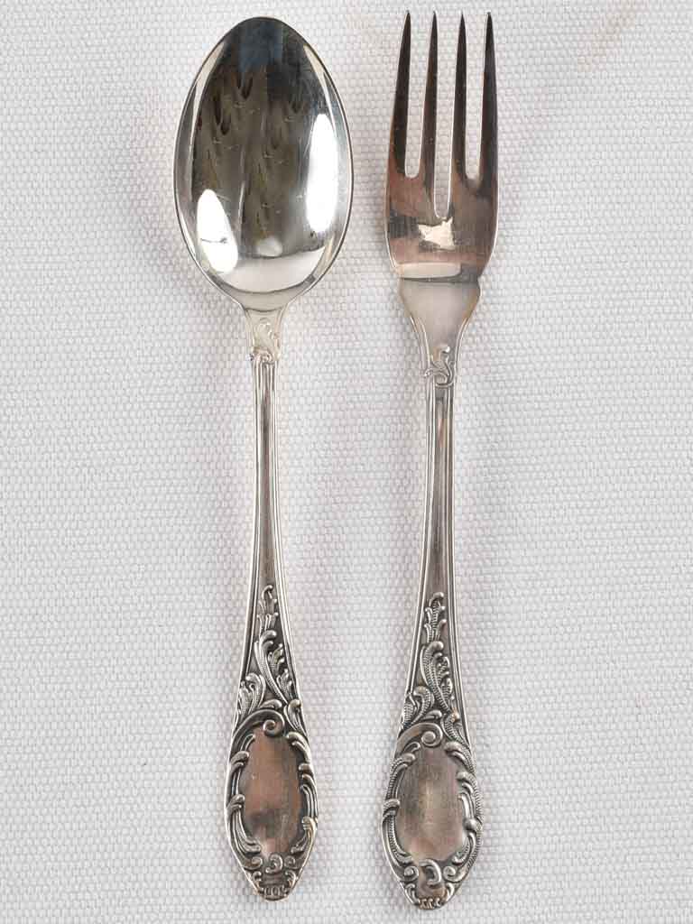 Set of French dessert spoons and forks x 8