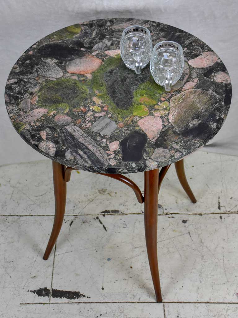 Thonet style bistro table with granite top