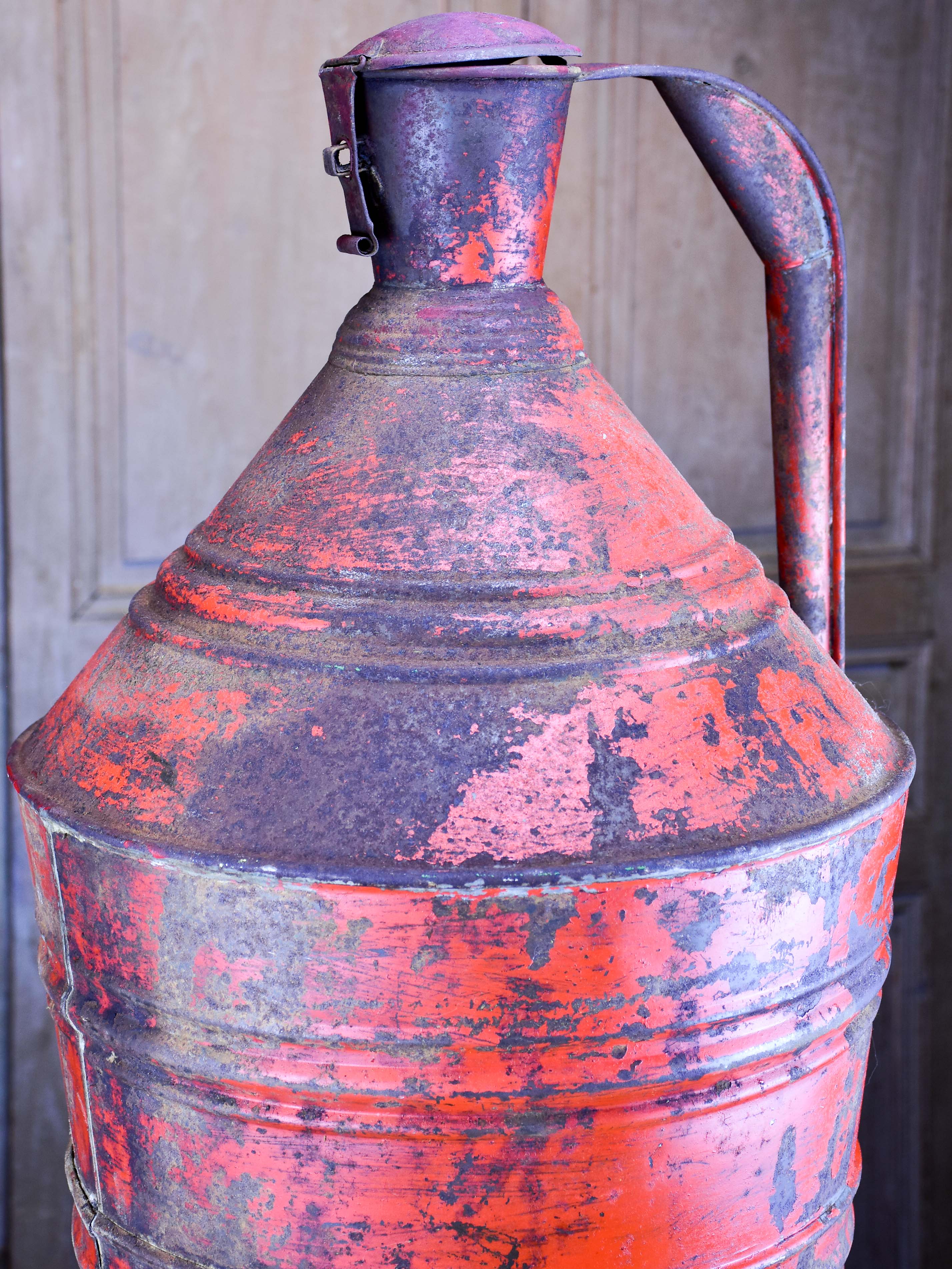 Antique French olive oil container - painted metal