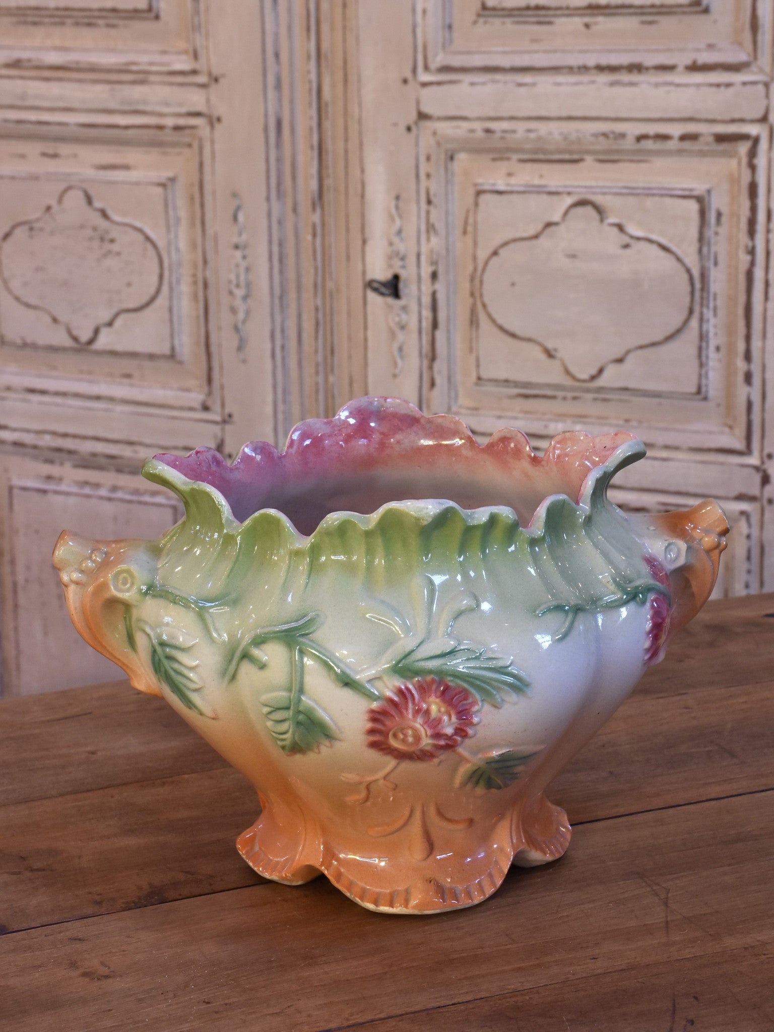 Antique Barbotine jardinière