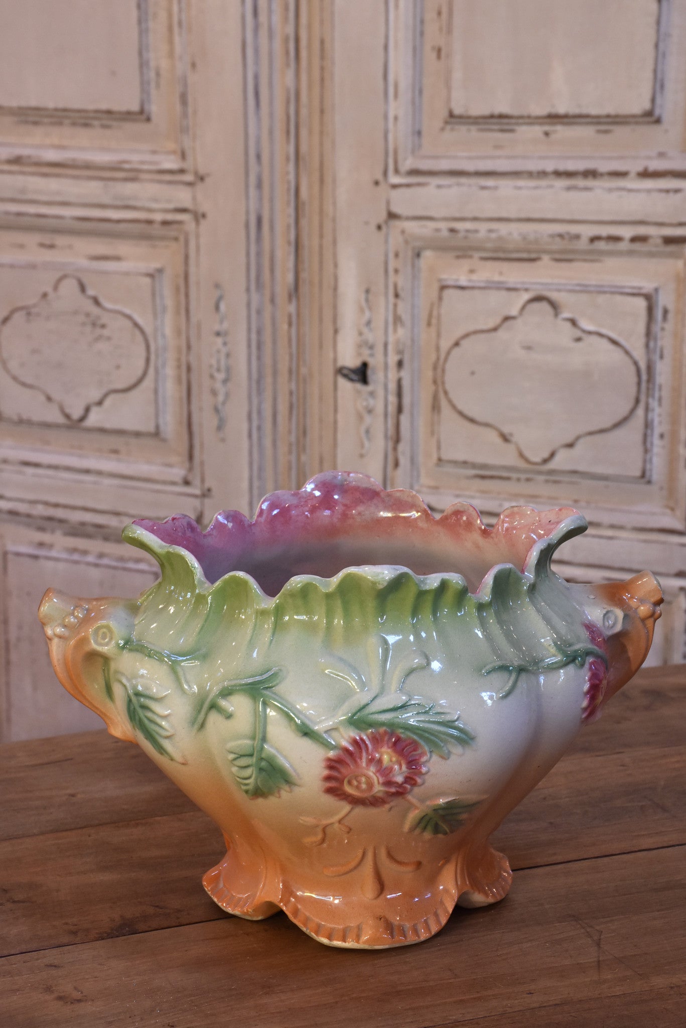 Antique Barbotine jardinière