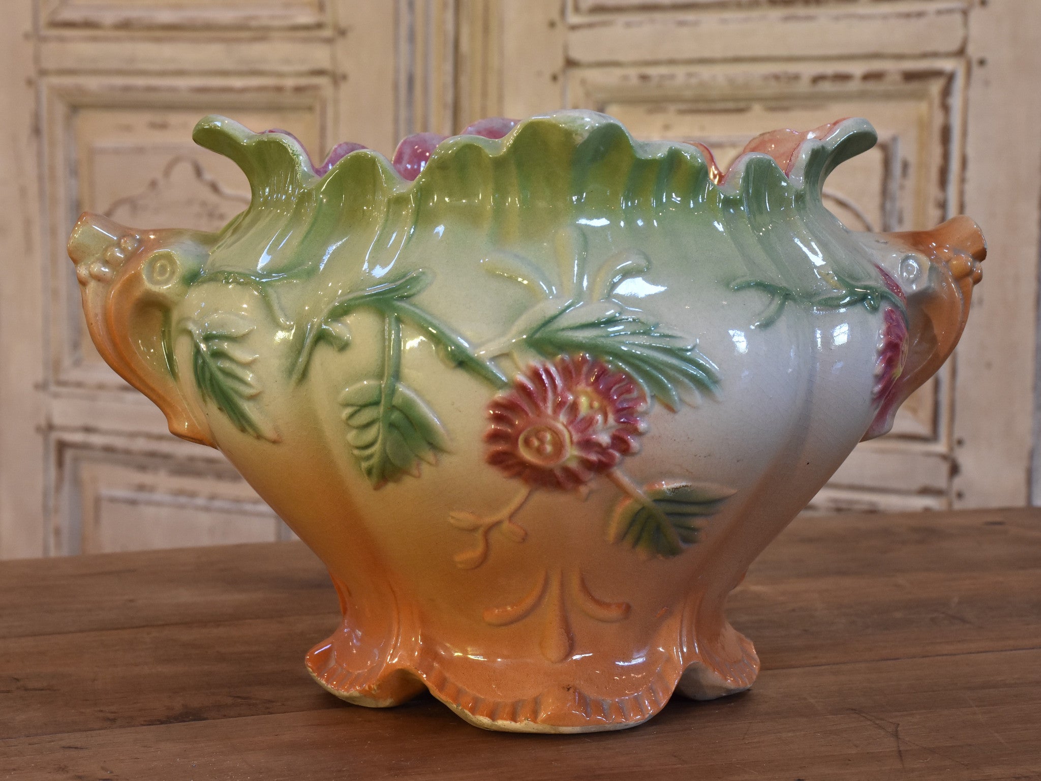 Antique Barbotine jardinière