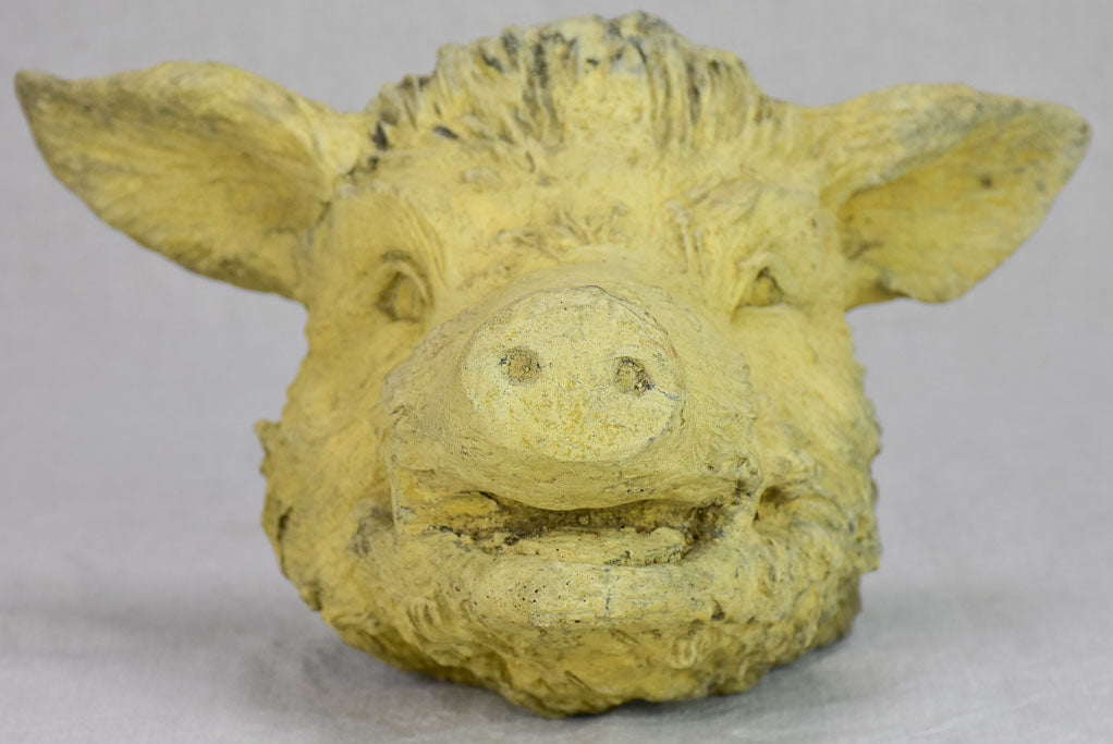 Mid century clay sculpture of a wild boar