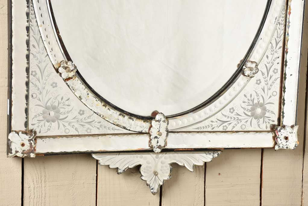 Vintage Venetian mirror with crest 49¼" x 27½"