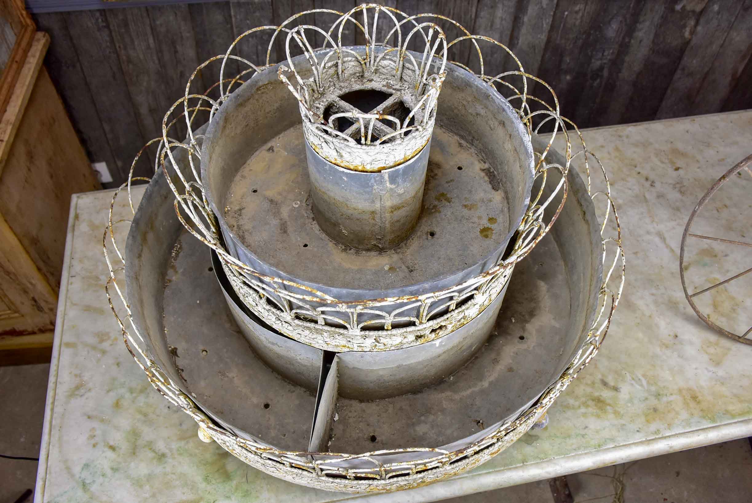 French three tier 19th Century zinc jardiniere