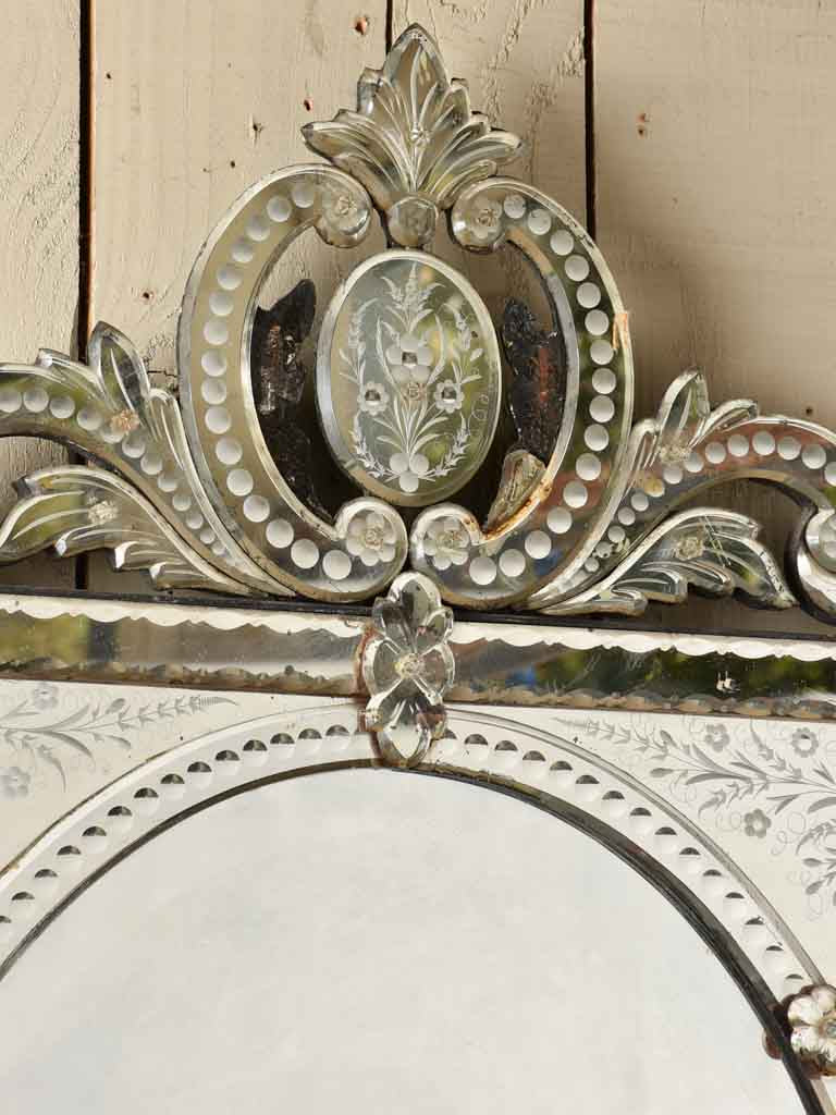 Vintage Venetian mirror with crest 49¼" x 27½"