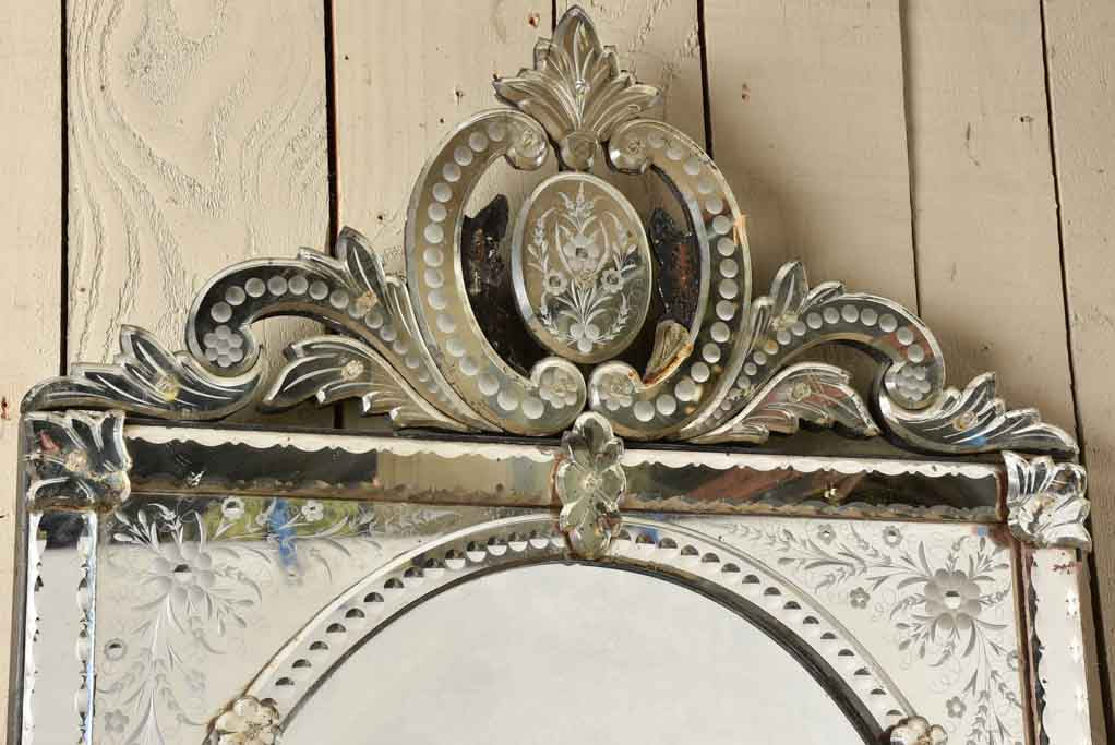 Vintage Venetian mirror with crest 49¼" x 27½"