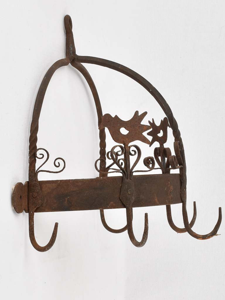 Wrought iron Demilune kitchen pot hooks 13"