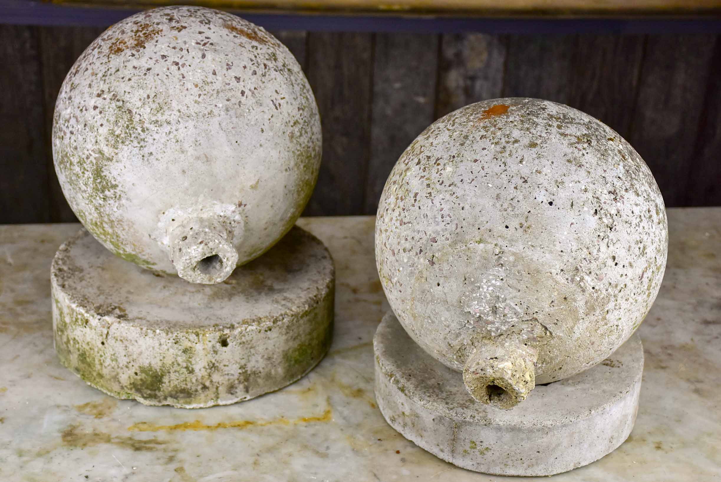 Mid century mounted stone spheres