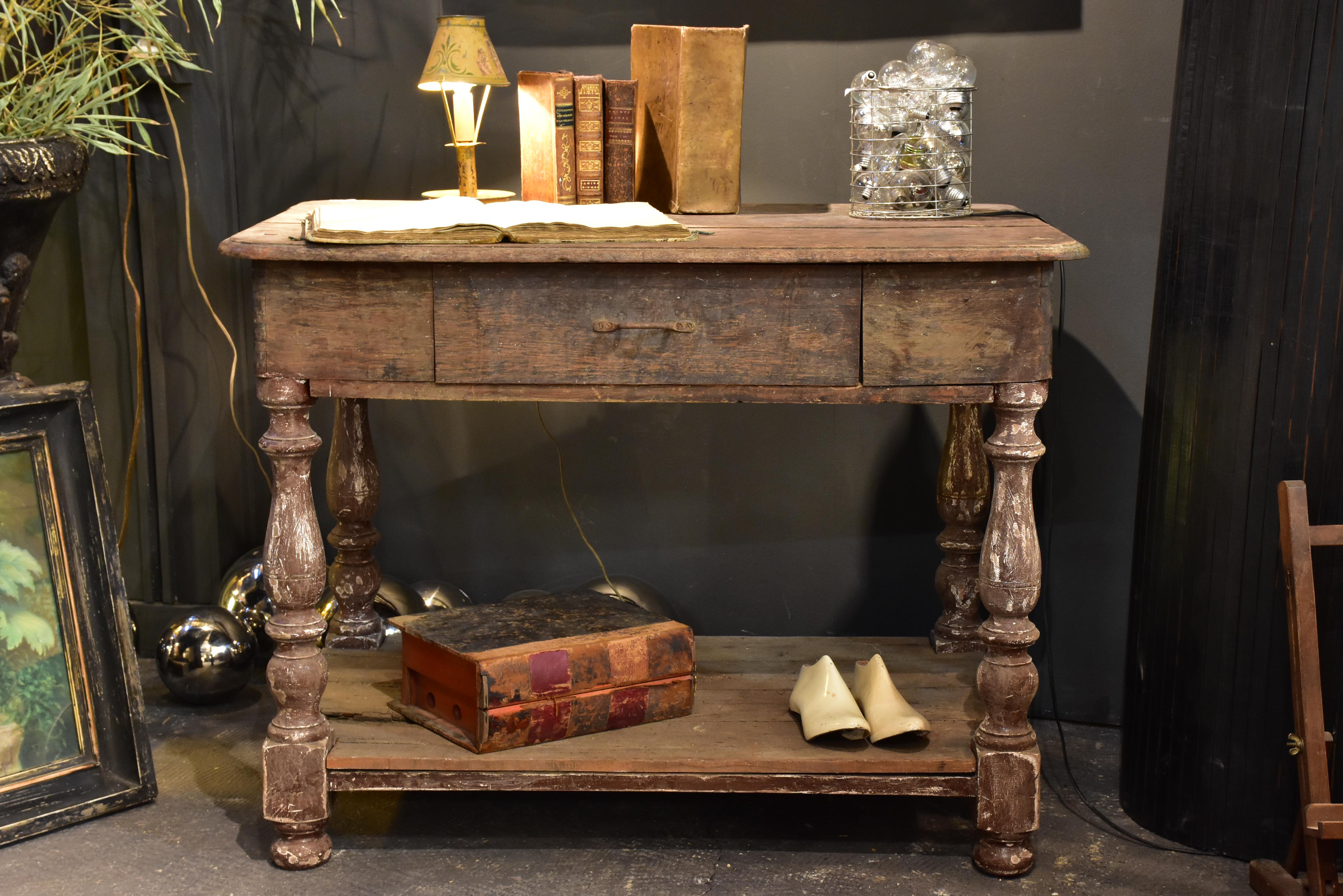 Small antique French oak draper's table