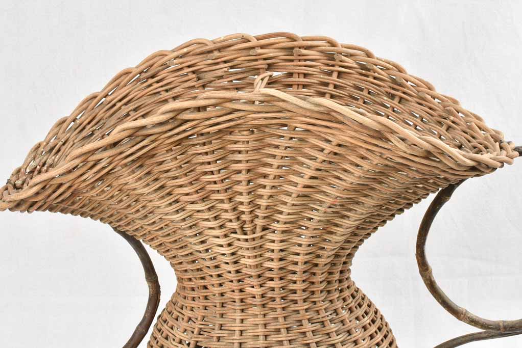 Scrolling handled wicker basket circa 1930s