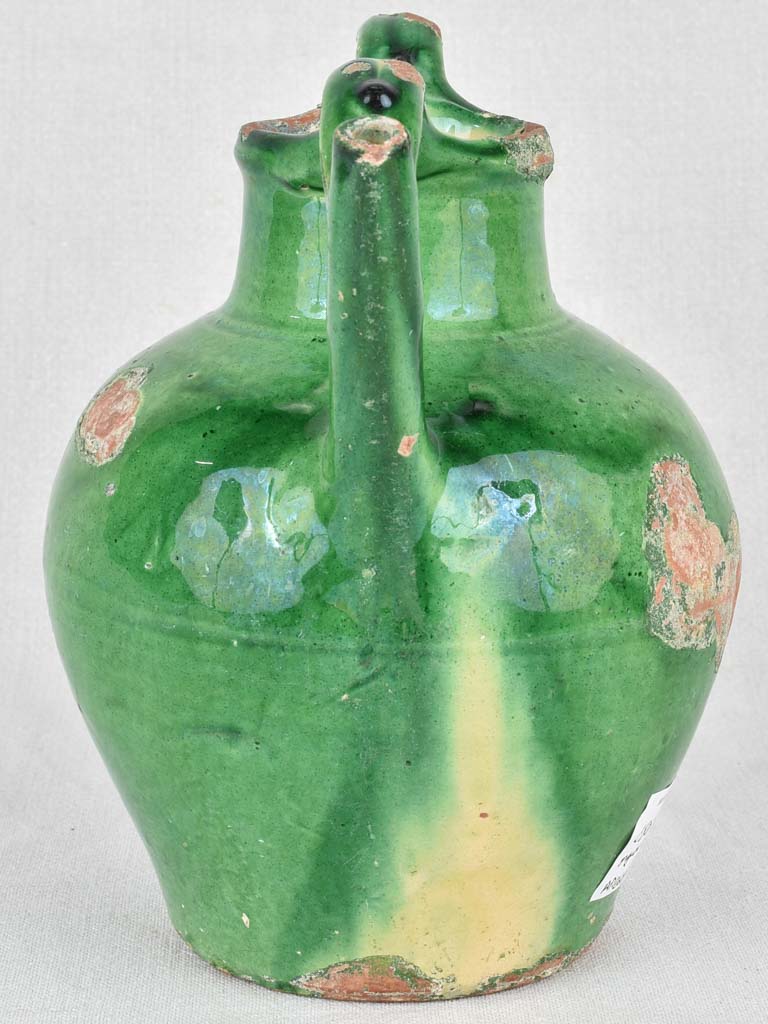 Water pitcher, green, 19th-century, small 10¼"