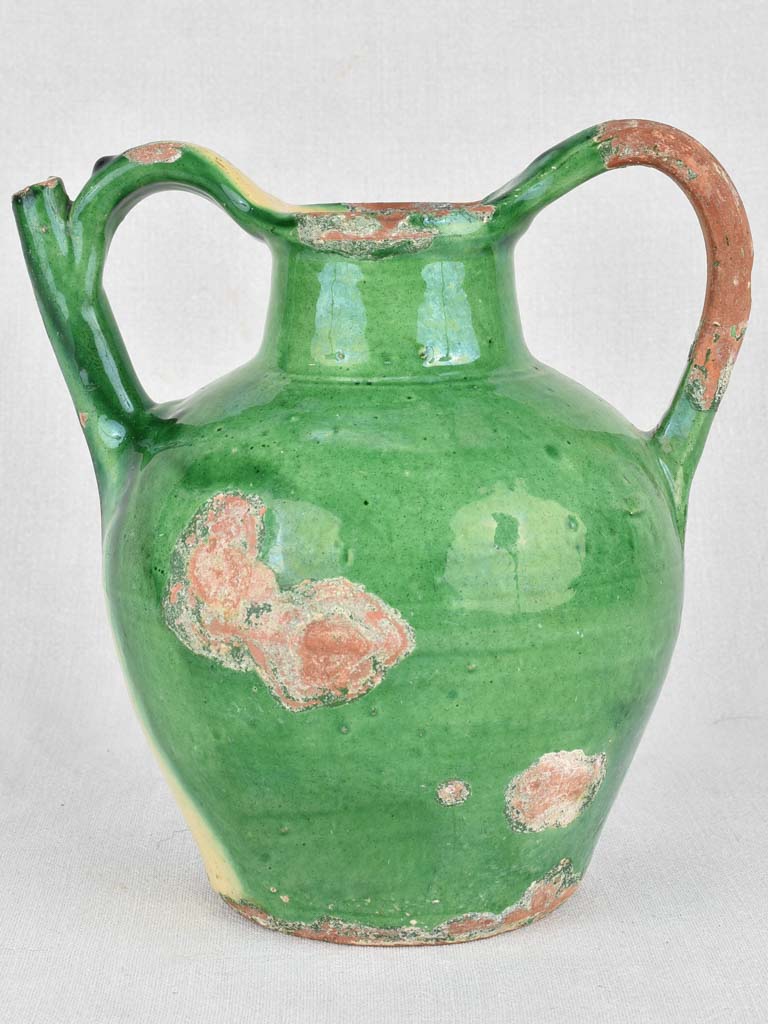 Water pitcher, green, 19th-century, small 10¼"