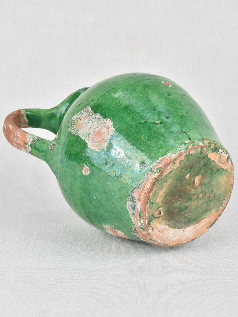 Water pitcher, green, 19th-century, small 10¼"