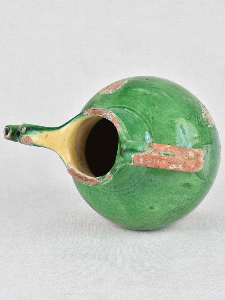 Water pitcher, green, 19th-century, small 10¼"