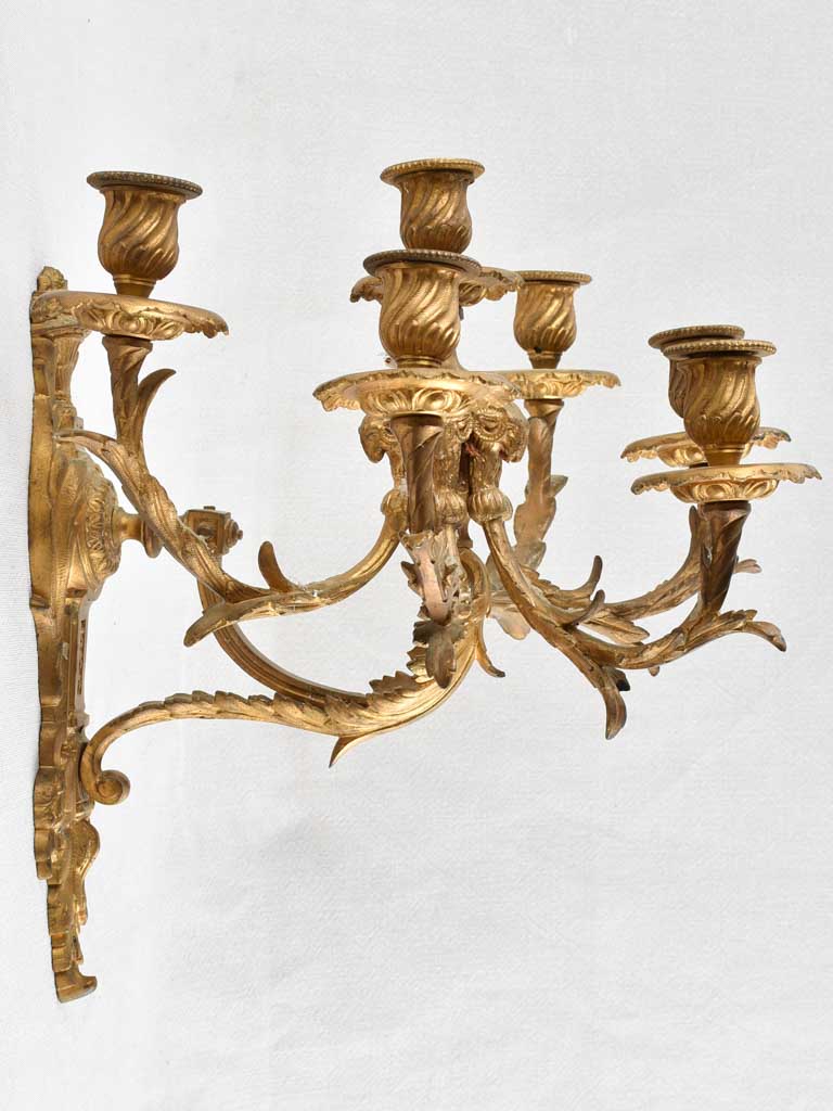 Nineteenth-century weighty bronze wall sconces