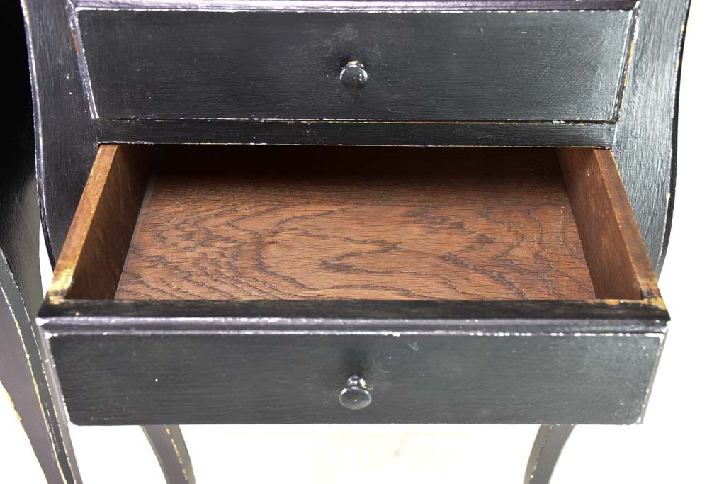 Pair of Louis XV style nightstands with black paint finish