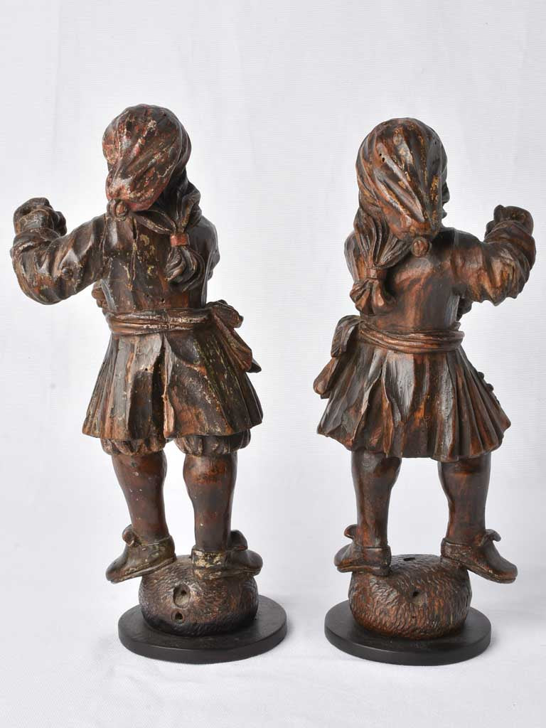 Exquisite vintage wood carved figures