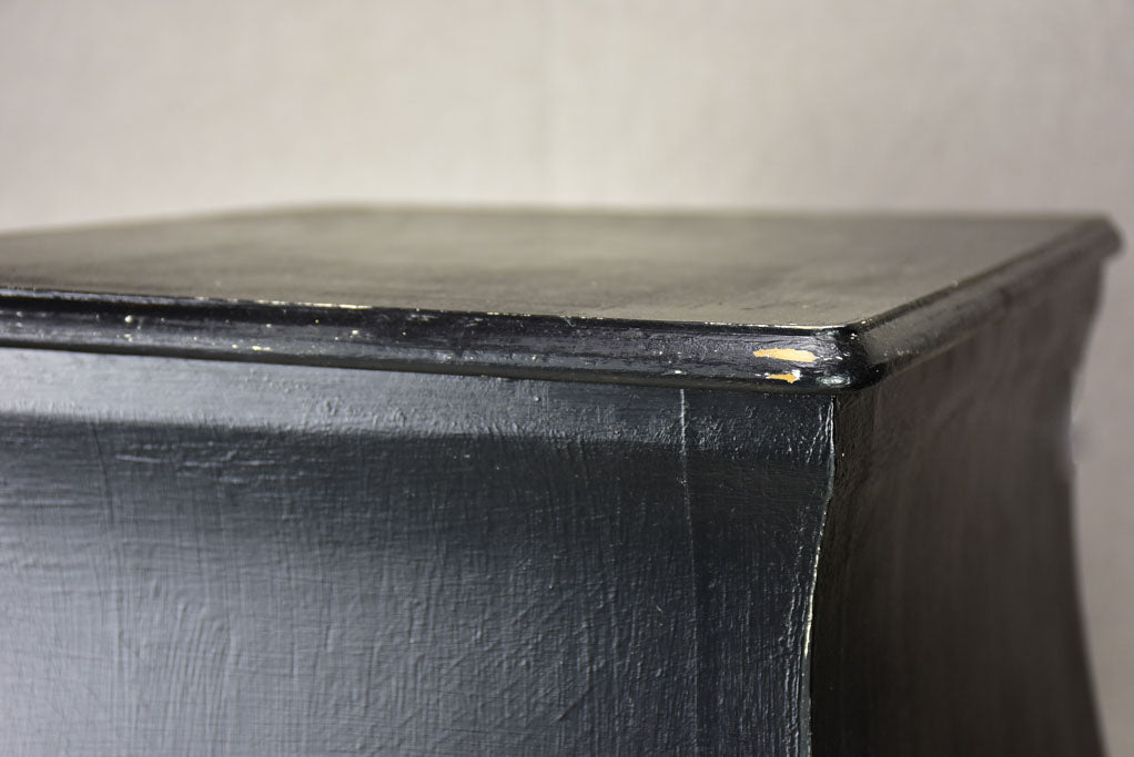 Pair of Louis XV style nightstands with black paint finish