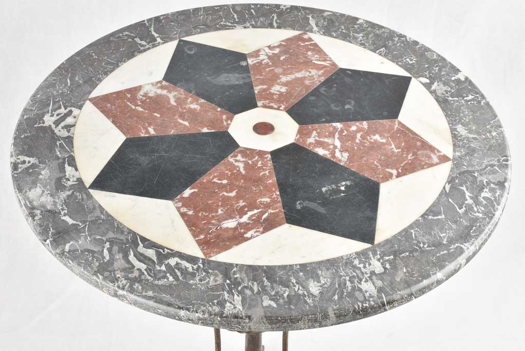 Patterned marble bistro table gold claw feet