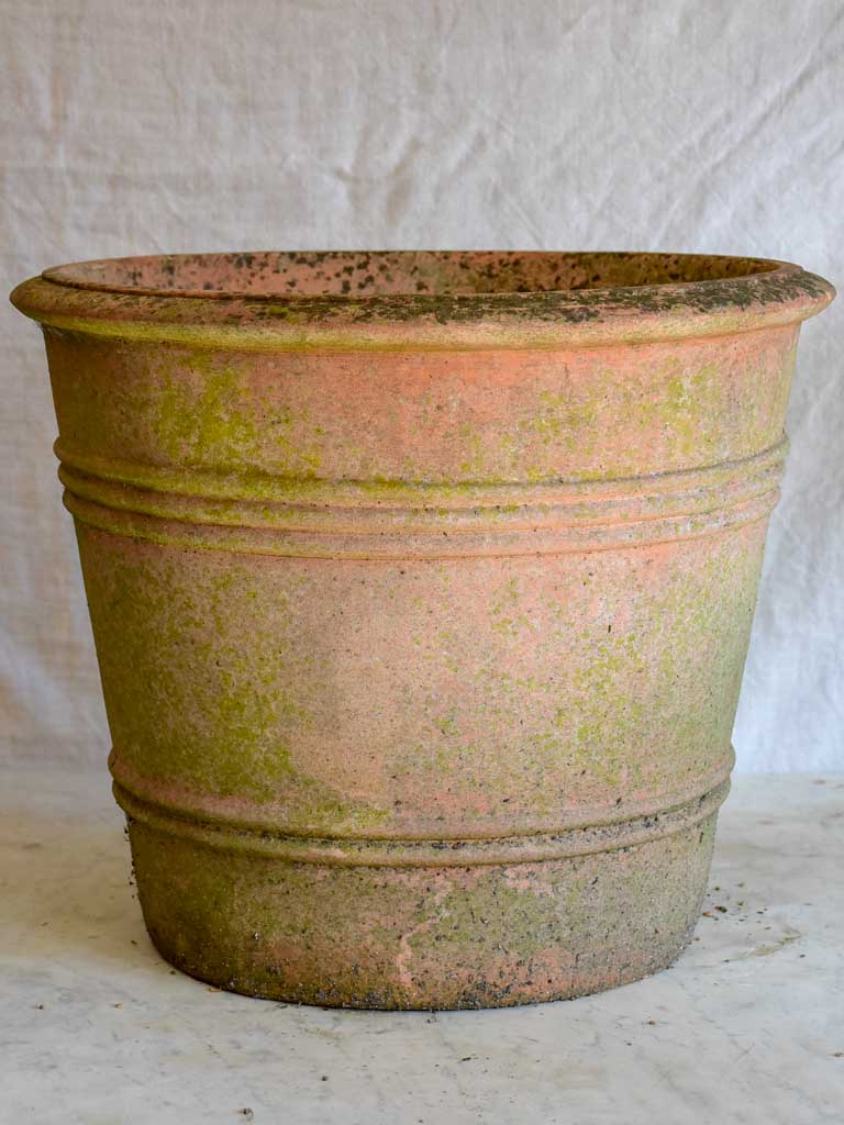 Vintage terracotta planter with ribbed detail 17¼"