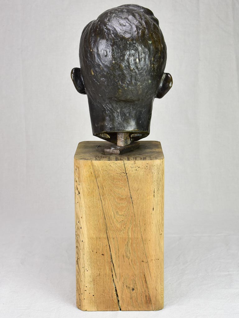 Mid century Bronze bust of a man signed L. Maize