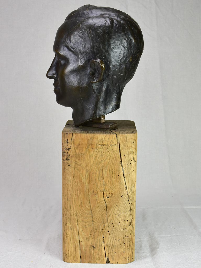 Mid century Bronze bust of a man signed L. Maize