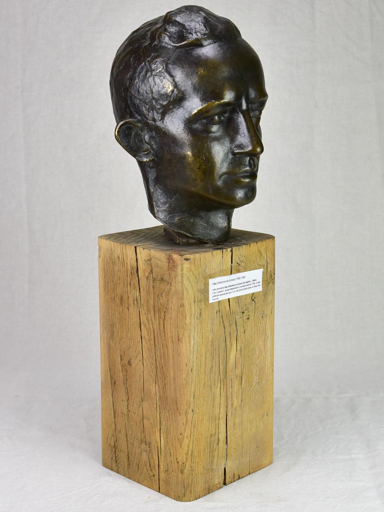 Mid century Bronze bust of a man signed L. Maize