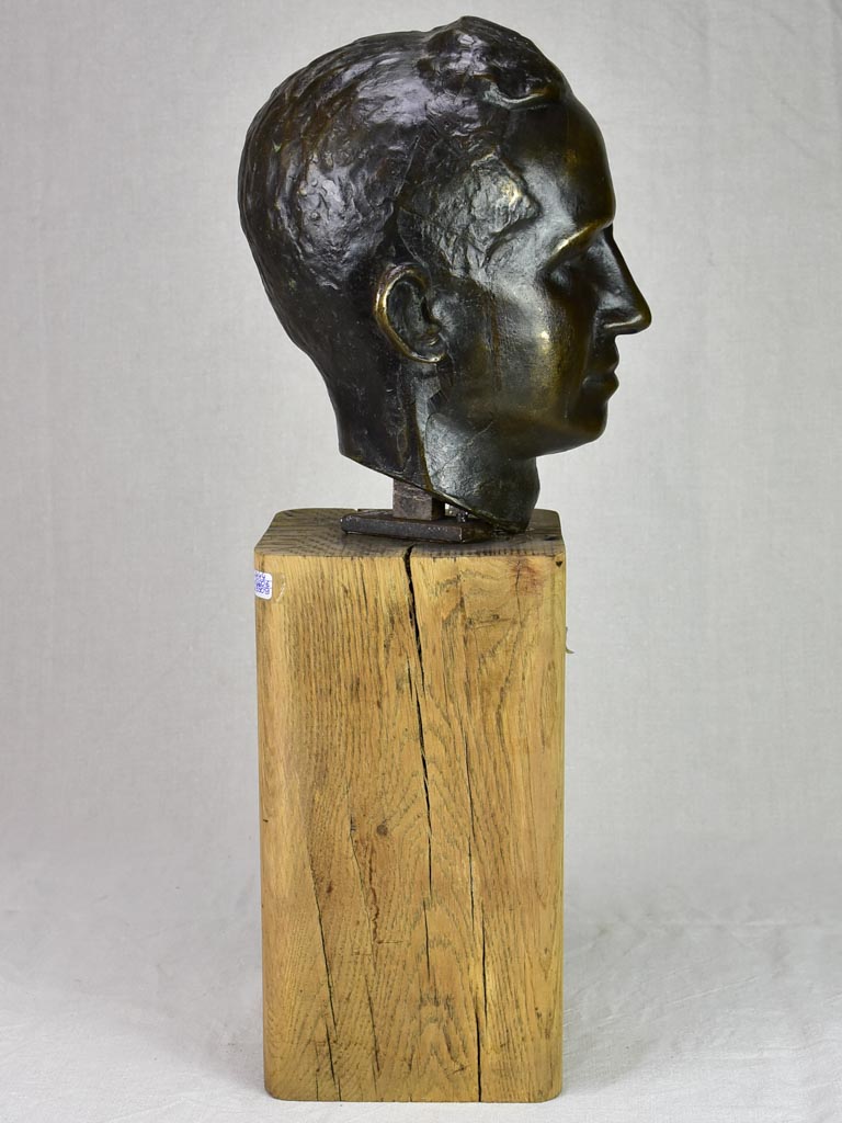 Mid century Bronze bust of a man signed L. Maize