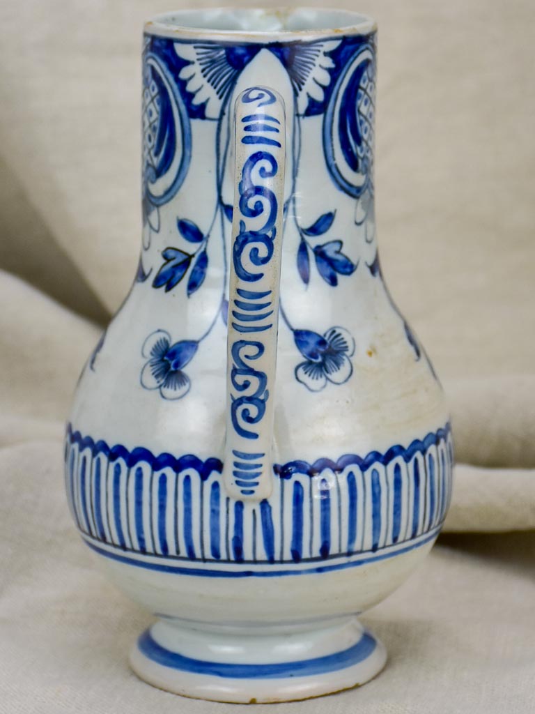 18th Century French blue and white ceramic cider pitcher