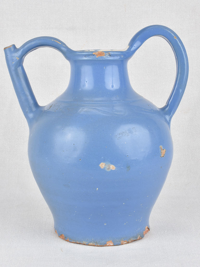 Water pitcher, blue glaze, from Agde, France 13"