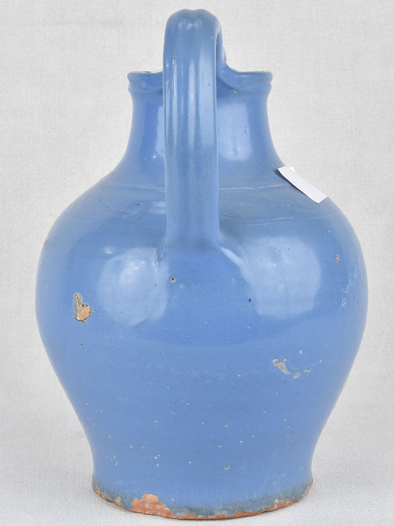 Water pitcher, blue glaze, from Agde, France 13"