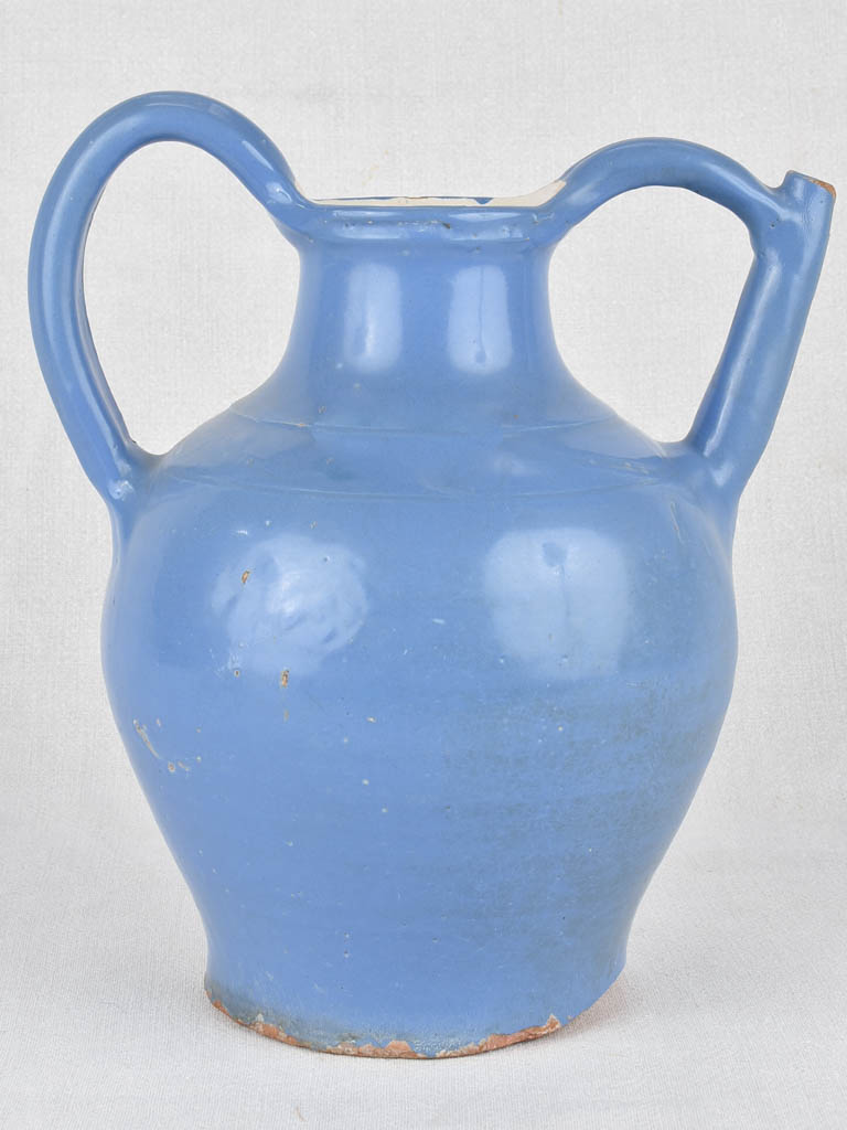 Water pitcher, blue glaze, from Agde, France 13"