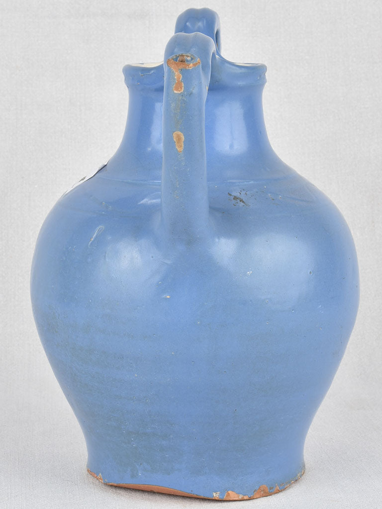 Water pitcher, blue glaze, from Agde, France 13"