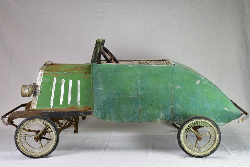 Rare green toy push car from the mid-twentieth century 61"