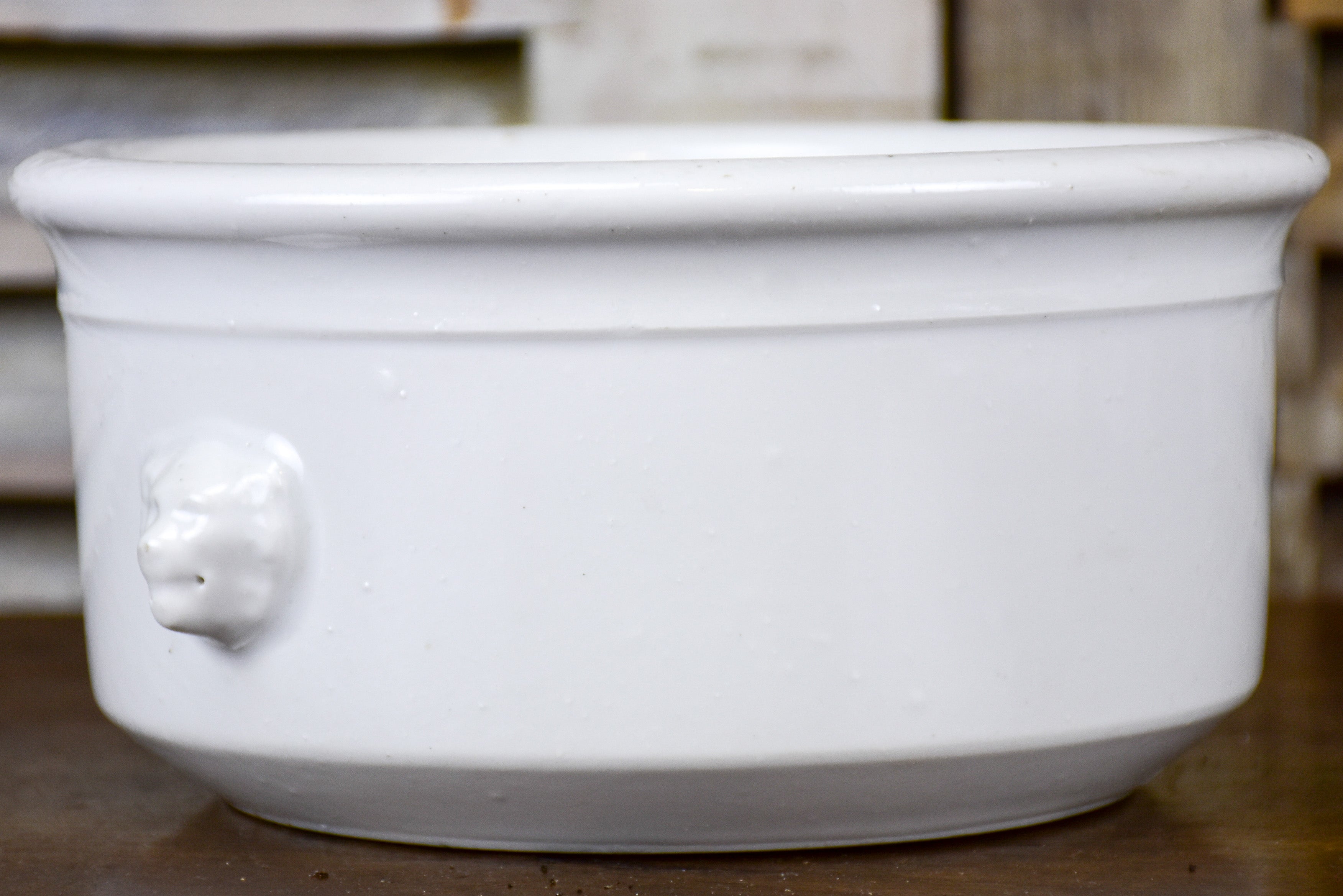 Two white French serving bowls with lion heads - Pillivuyt