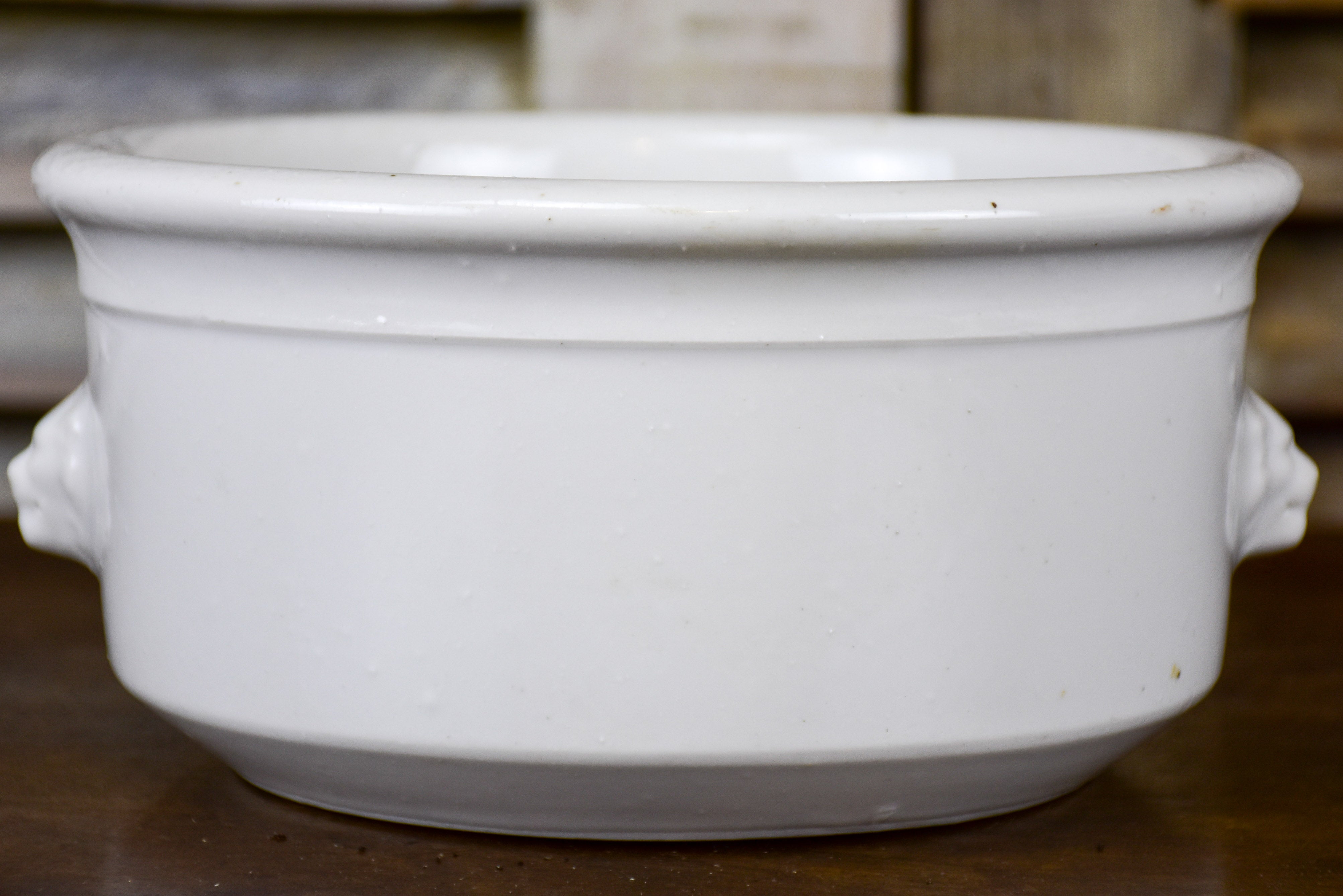 Two white French serving bowls with lion heads - Pillivuyt