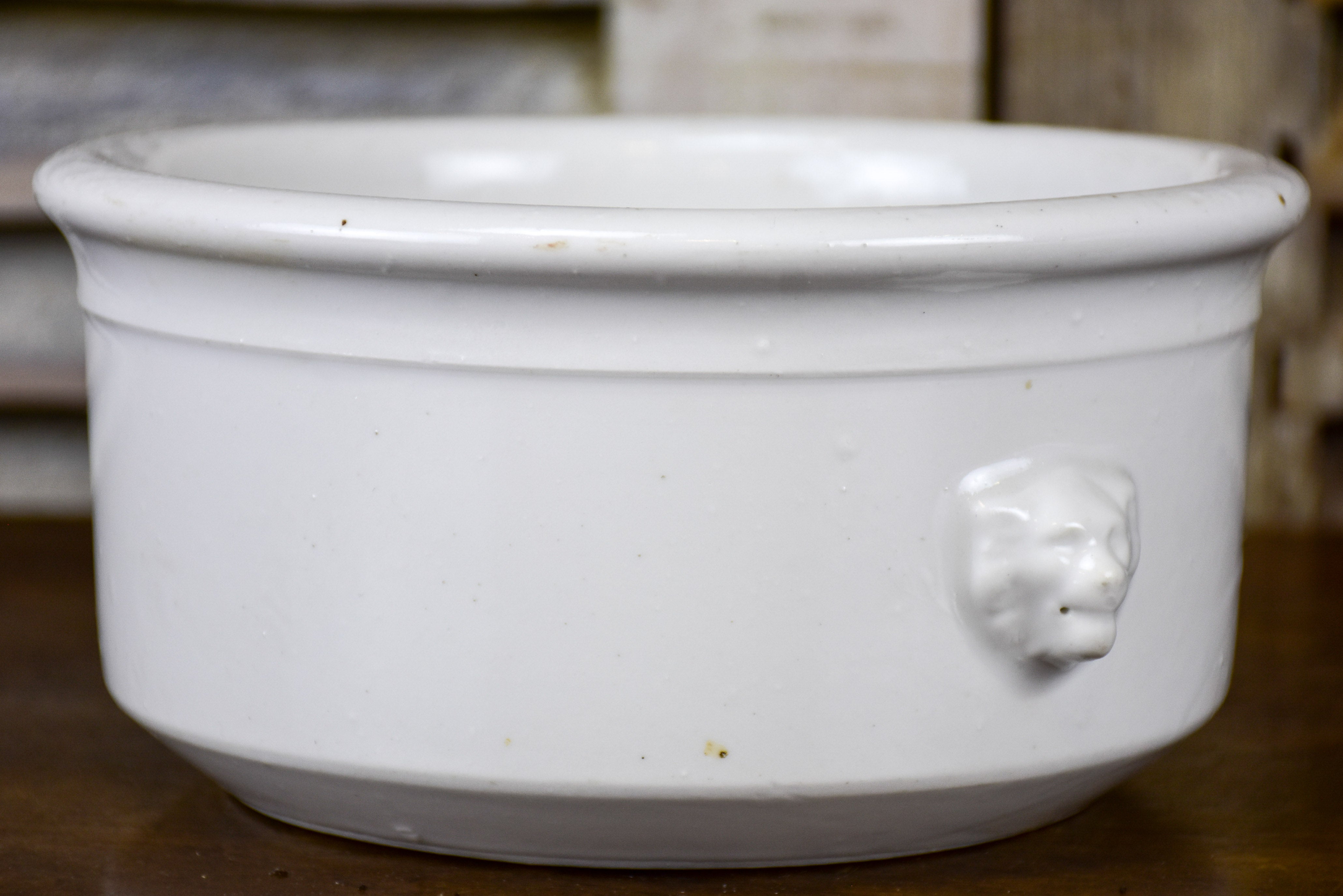 Two white French serving bowls with lion heads - Pillivuyt