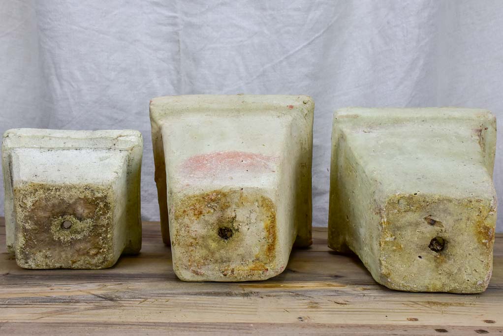 Three mid-century garden flower pots - terracotta