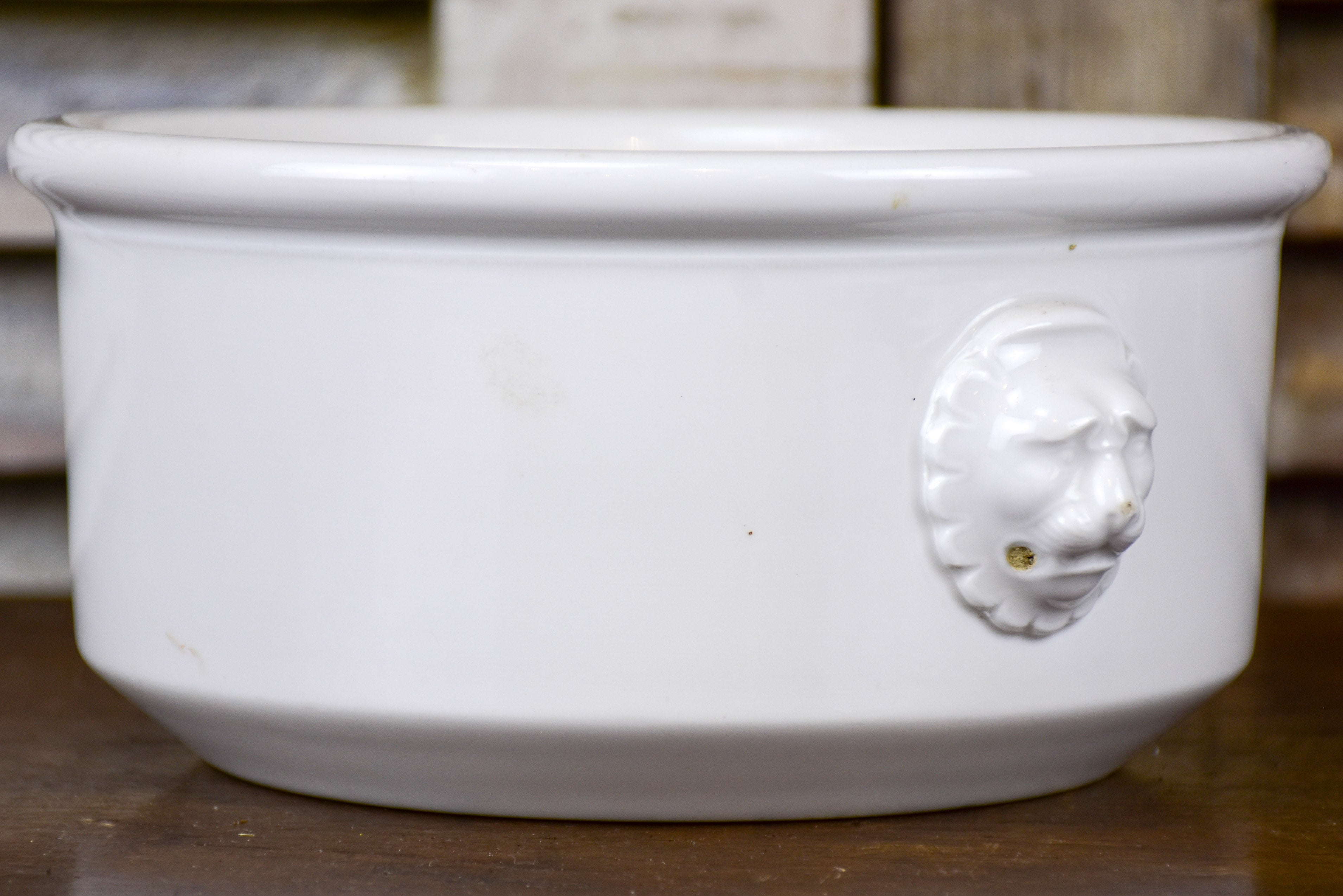 Two white French serving bowls with lion heads - Pillivuyt