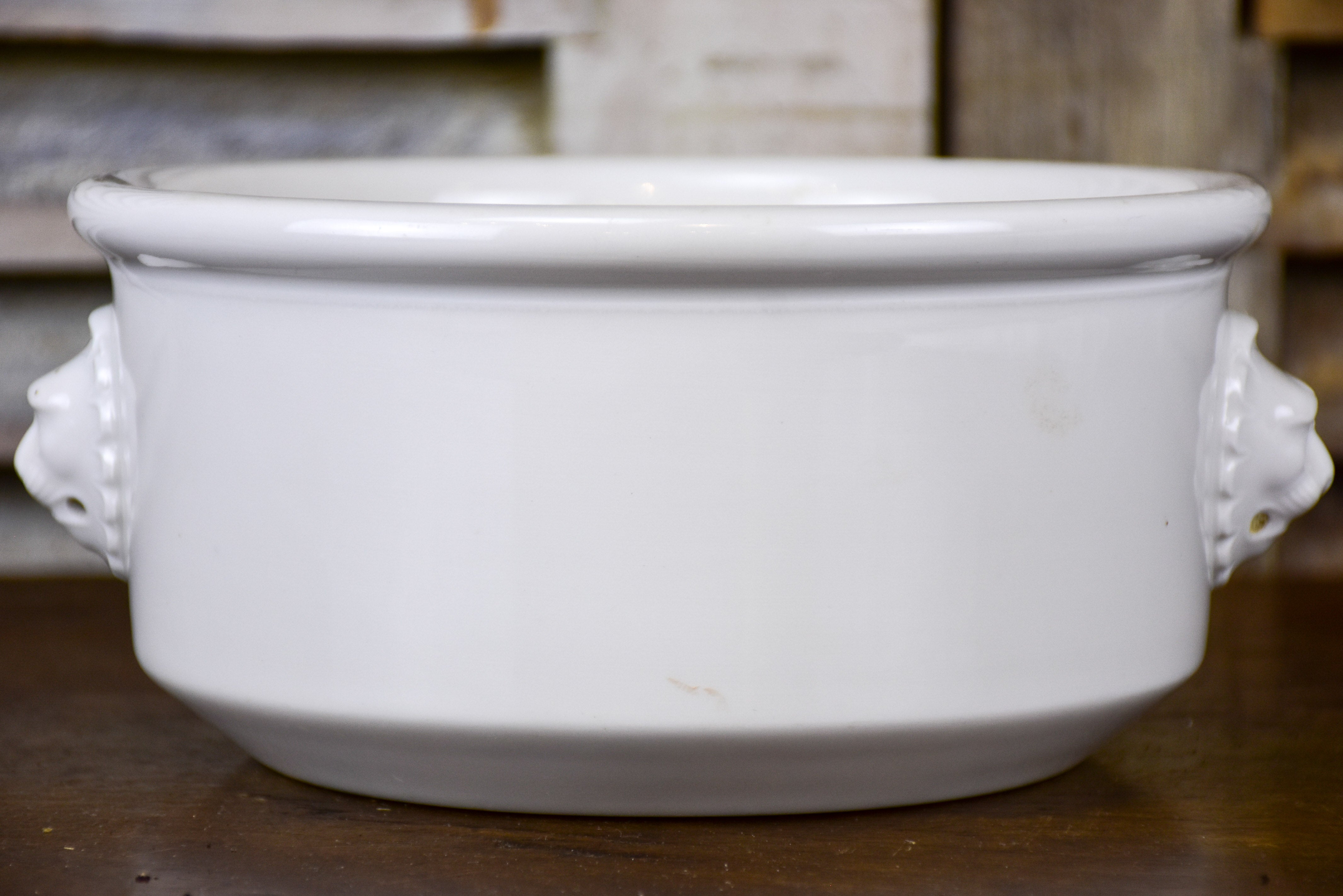 Two white French serving bowls with lion heads - Pillivuyt