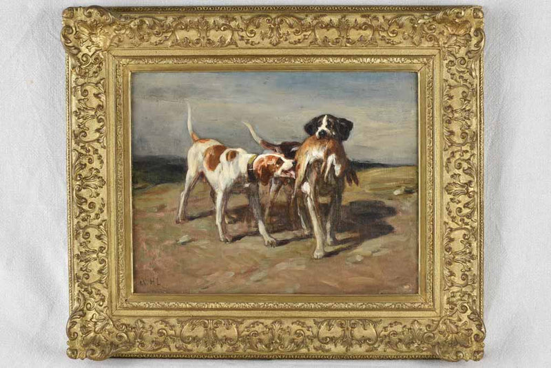 20th-century painting of hunting dogs HL 19¾
