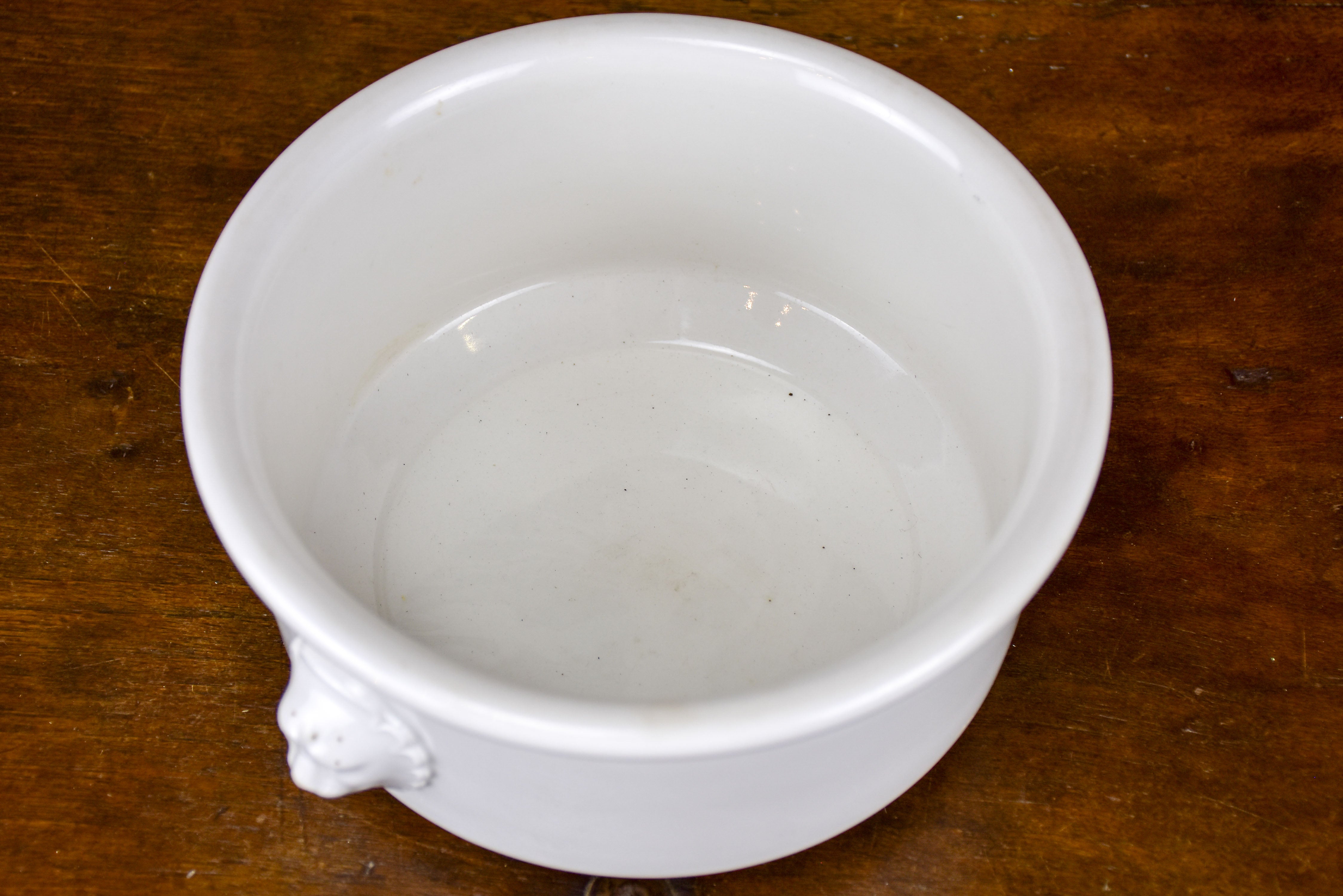 Two white French serving bowls with lion heads - Pillivuyt