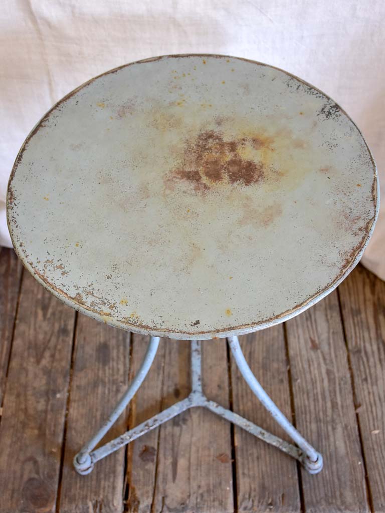 Small antique French garden table with lavender blue patina