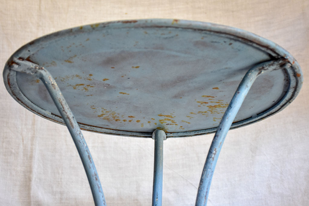 Small antique French garden table with lavender blue patina