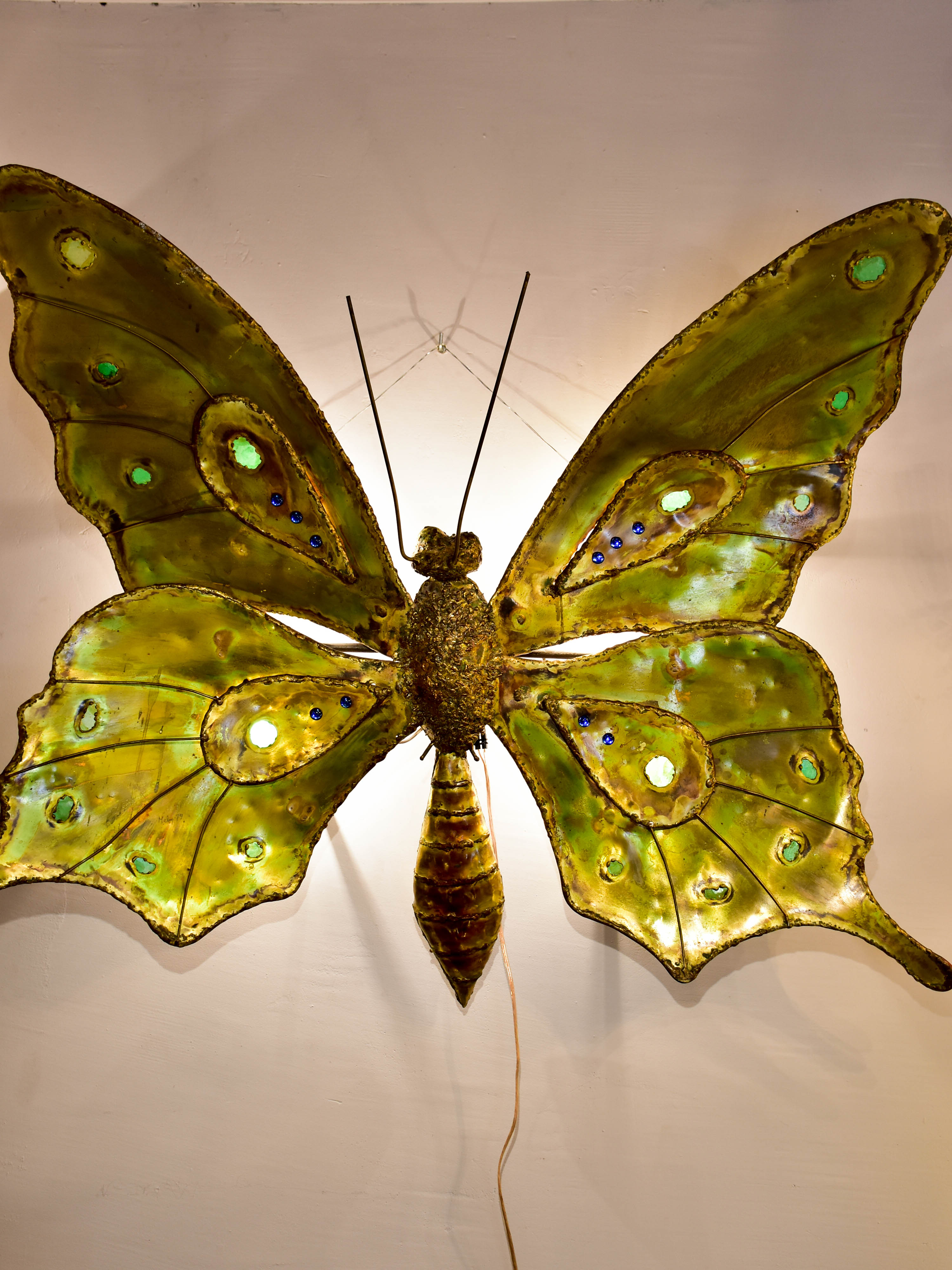 Very large butterfly wall sconce by Francois Melin, 1979