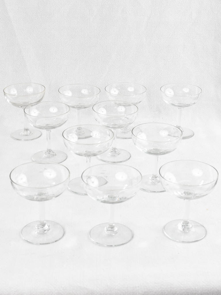 Set of 11 antique French Champagne coupes